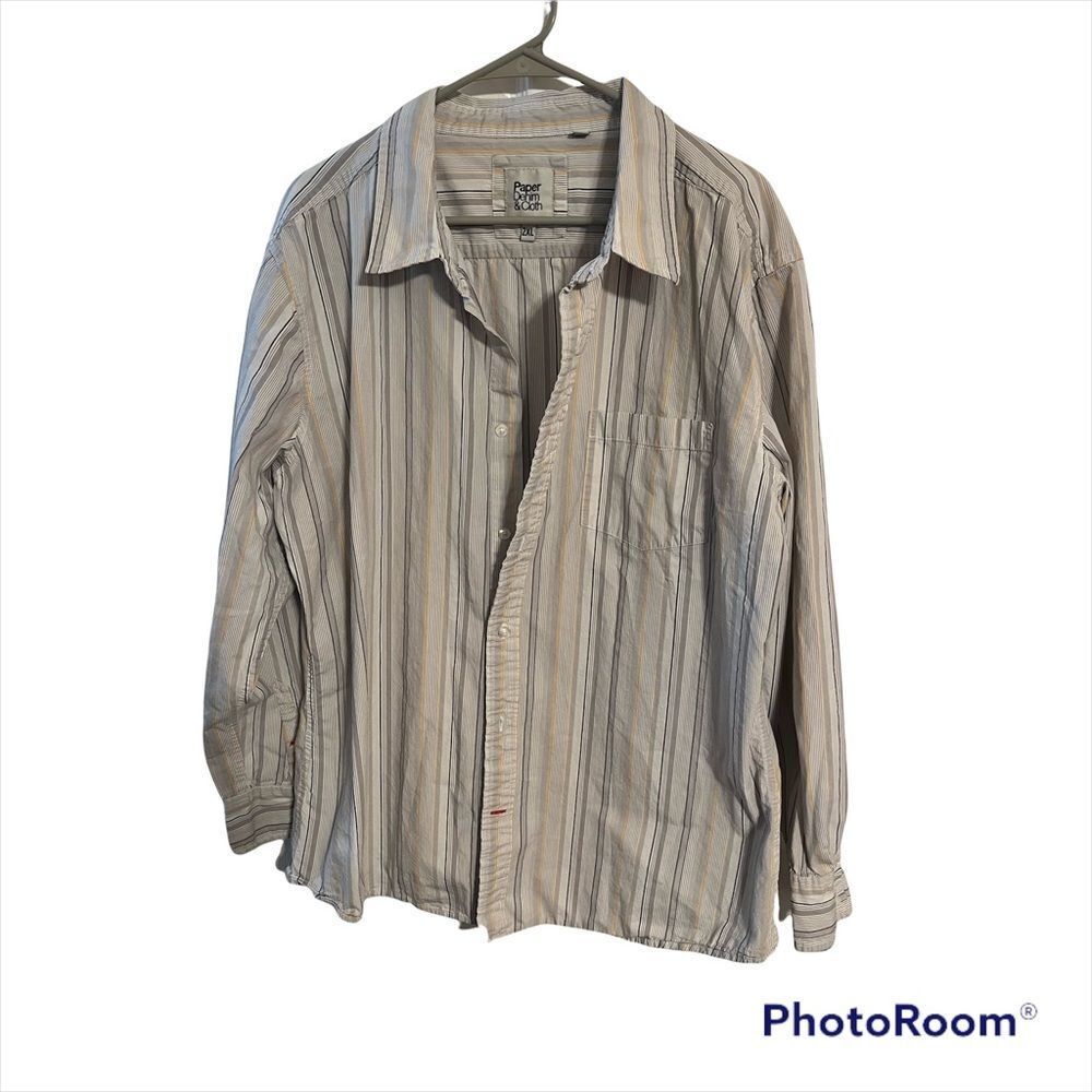 Paper denim & cloth mens xxl button down shirt stripes